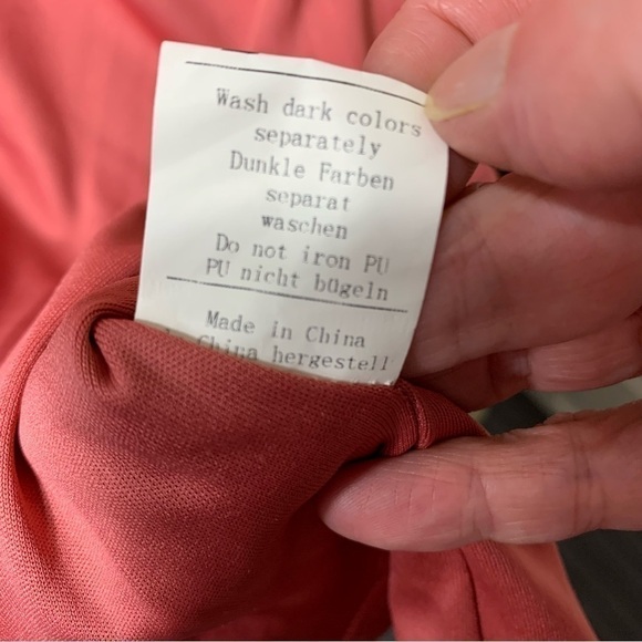 Grace Karin Pink Corral Midi Dress Chiffon Slit Sleeves Flowy Minimalist Sz 3XL - Picture 15 of 15